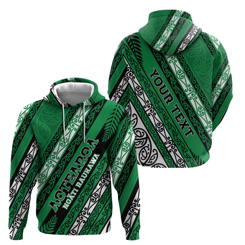 Personalised Aotearoa Ngati Raukawa Hoodie New Zealand Maori Tribal Fern Pattern
