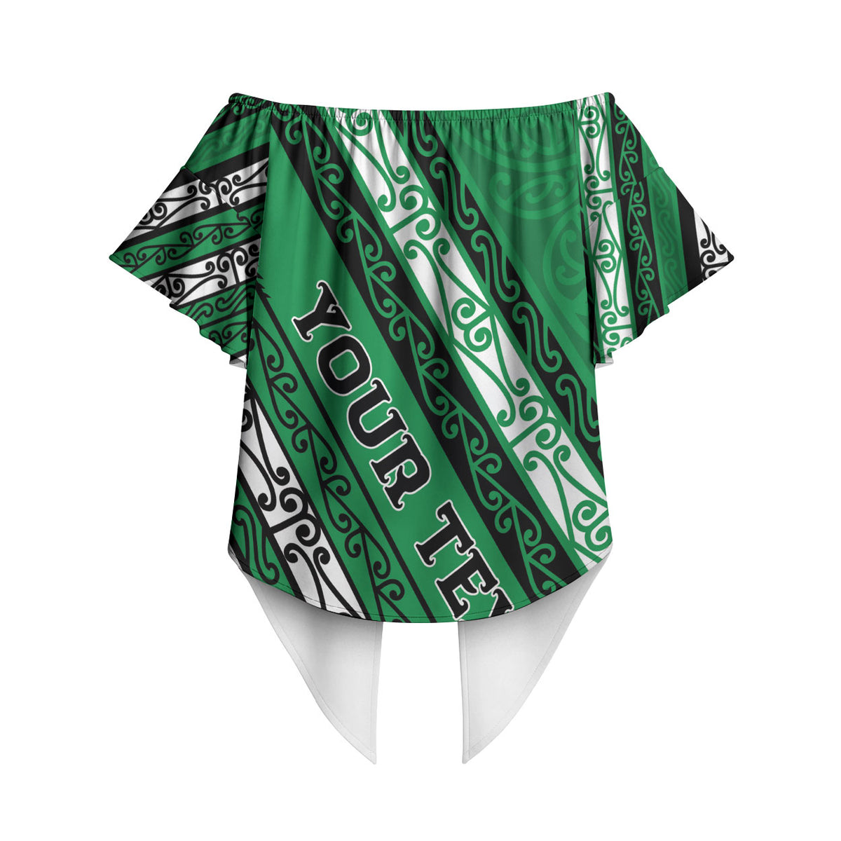 Personalised Aotearoa Ngati Raukawa Off Shoulder Wrap Waist Top New Zealand Maori Tribal Fern Pattern DT05 - Polynesian Pride