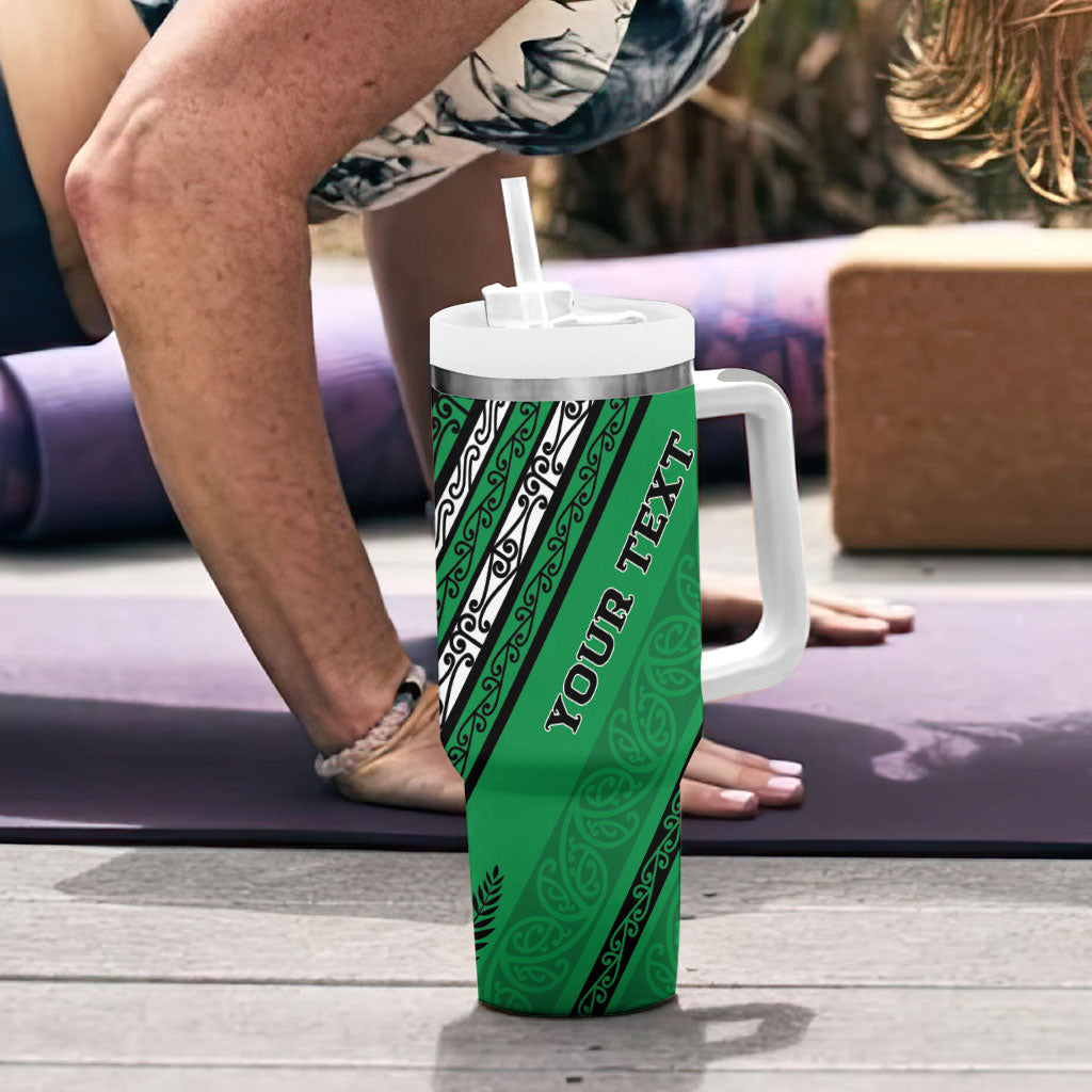 Personalised Aotearoa Ngati Raukawa Tumbler With Handle New Zealand Maori Tribal Fern Pattern