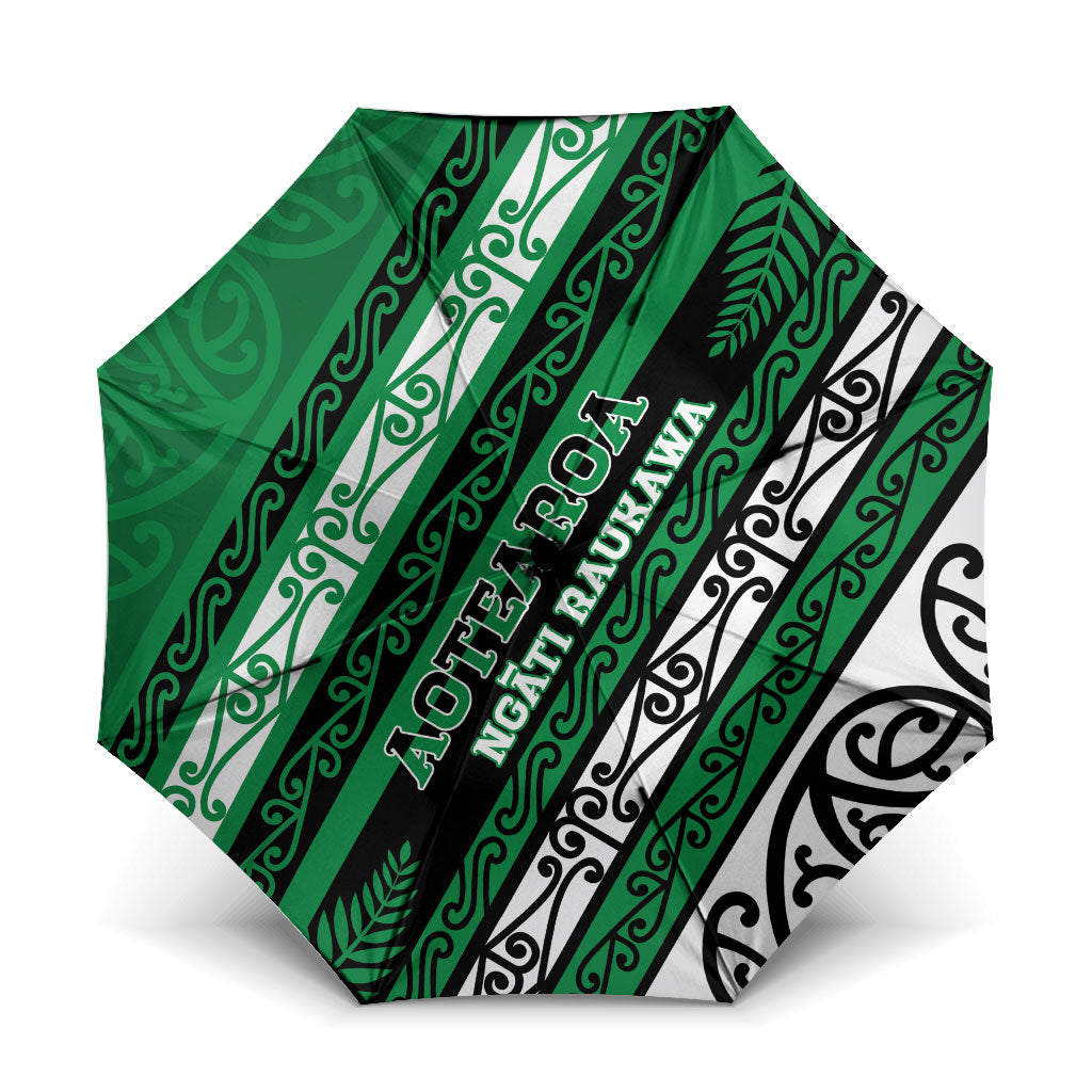 Aotearoa Ngati Raukawa Umbrella New Zealand Maori Tribal Fern Pattern DT05 One Size Folded 11.42 inch Opened Diameter 37.4 inch Green - Polynesian Pride
