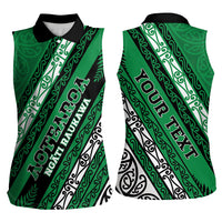 Personalised Aotearoa Ngati Raukawa Women Sleeveless Polo Shirt New Zealand Maori Tribal Fern Pattern
