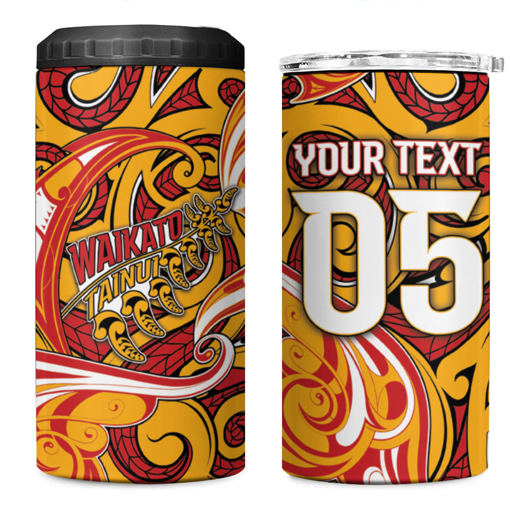 Custom Aotearoa Waikato Tainui 4 in 1 Can Cooler Tumbler Maori Tribal Pattern Koru Motif DT05 One Size: 16 oz Yellow - Polynesian Pride