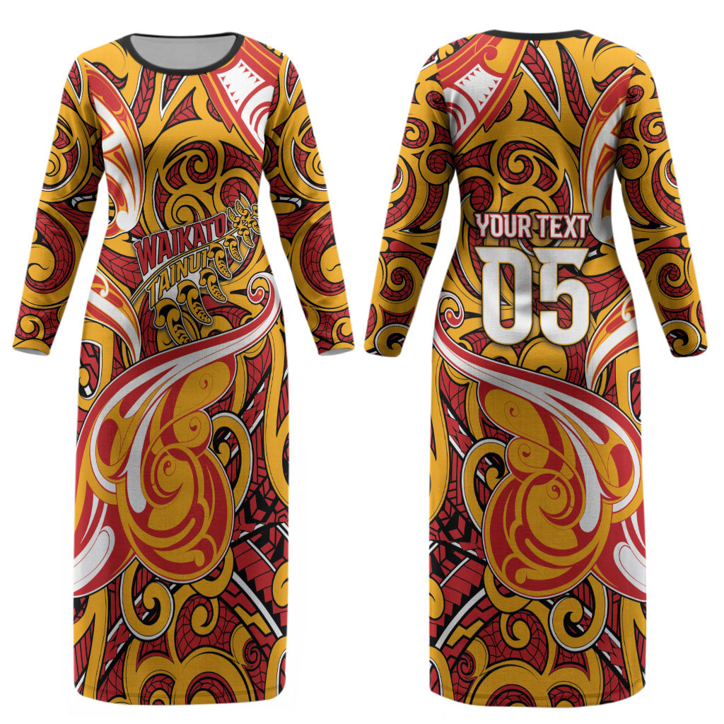 Custom Aotearoa Waikato Tainui Couples Matching Long Sleeve Bodycon Dress and Hawaiian Shirt Maori Tribal Pattern Koru Motif