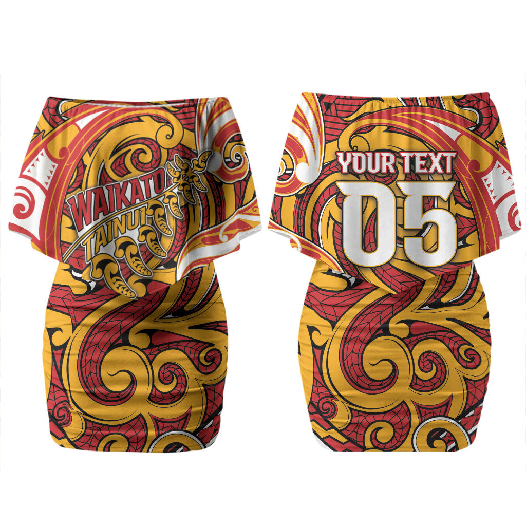 Custom Aotearoa Waikato Tainui Couples Matching Off Shoulder Short Dress and Hawaiian Shirt Maori Tribal Pattern Koru Motif