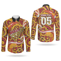 Custom Aotearoa Waikato Tainui Couples Matching Puletasi and Long Sleeve Button Shirt Maori Tribal Pattern Koru Motif