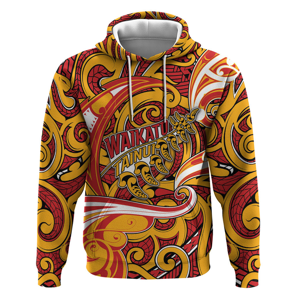 Custom Aotearoa Waikato Tainui Hoodie Maori Tribal Pattern Koru Motif