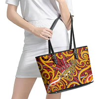 Aotearoa Waikato Tainui Leather Tote Bag Maori Tribal Pattern Koru Motif