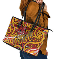 Aotearoa Waikato Tainui Leather Tote Bag Maori Tribal Pattern Koru Motif