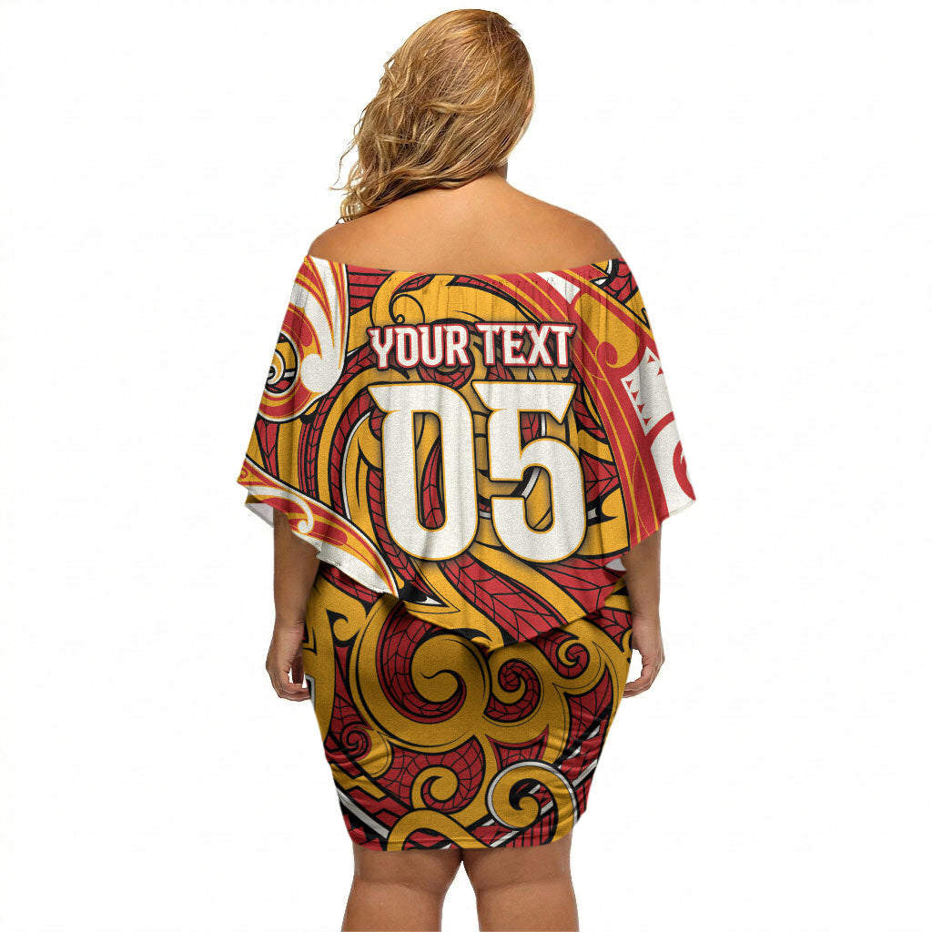 Custom Aotearoa Waikato Tainui Off Shoulder Short Dress Maori Tribal Pattern Koru Motif