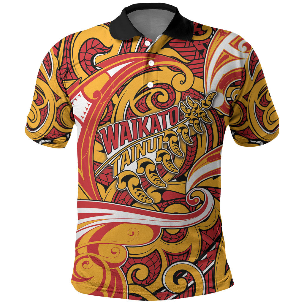 Custom Aotearoa Waikato Tainui Polo Shirt Maori Tribal Pattern Koru Motif DT05 Yellow - Polynesian Pride
