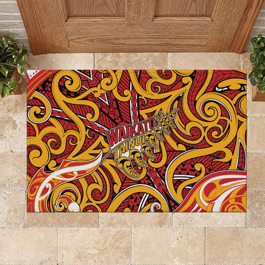 Aotearoa Waikato Tainui Rubber Doormat Maori Tribal Pattern Koru Motif