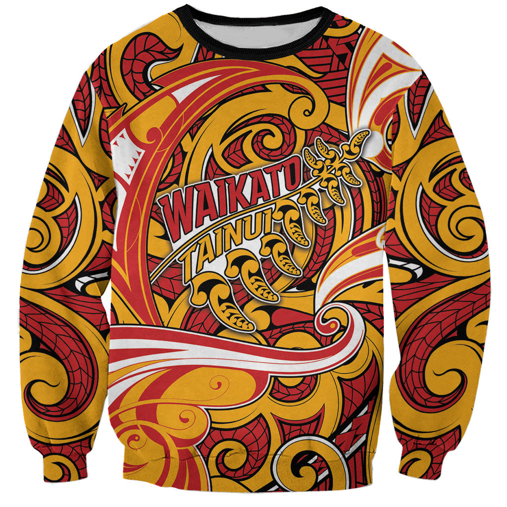 Custom Aotearoa Waikato Tainui Sweatshirt Maori Tribal Pattern Koru Motif