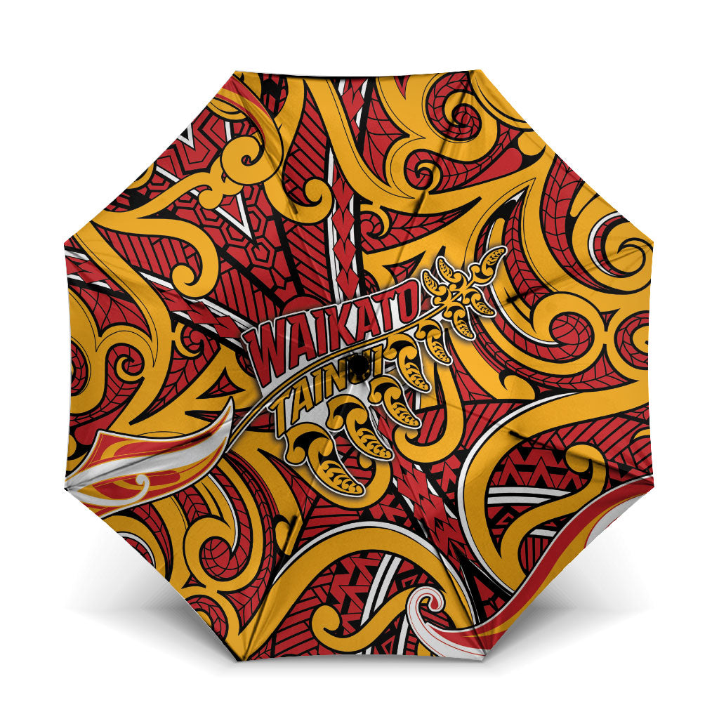 Aotearoa Waikato Tainui Umbrella Maori Tribal Pattern Koru Motif DT05 One Size Folded 11.42 inch Opened Diameter 37.4 inch Yellow - Polynesian Pride