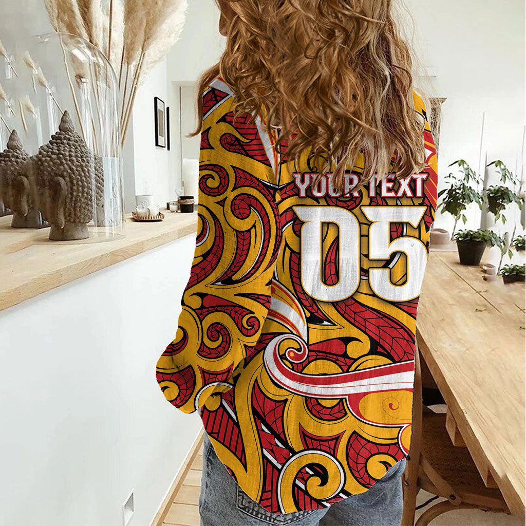 Custom Aotearoa Waikato Tainui Women Casual Shirt Maori Tribal Pattern Koru Motif