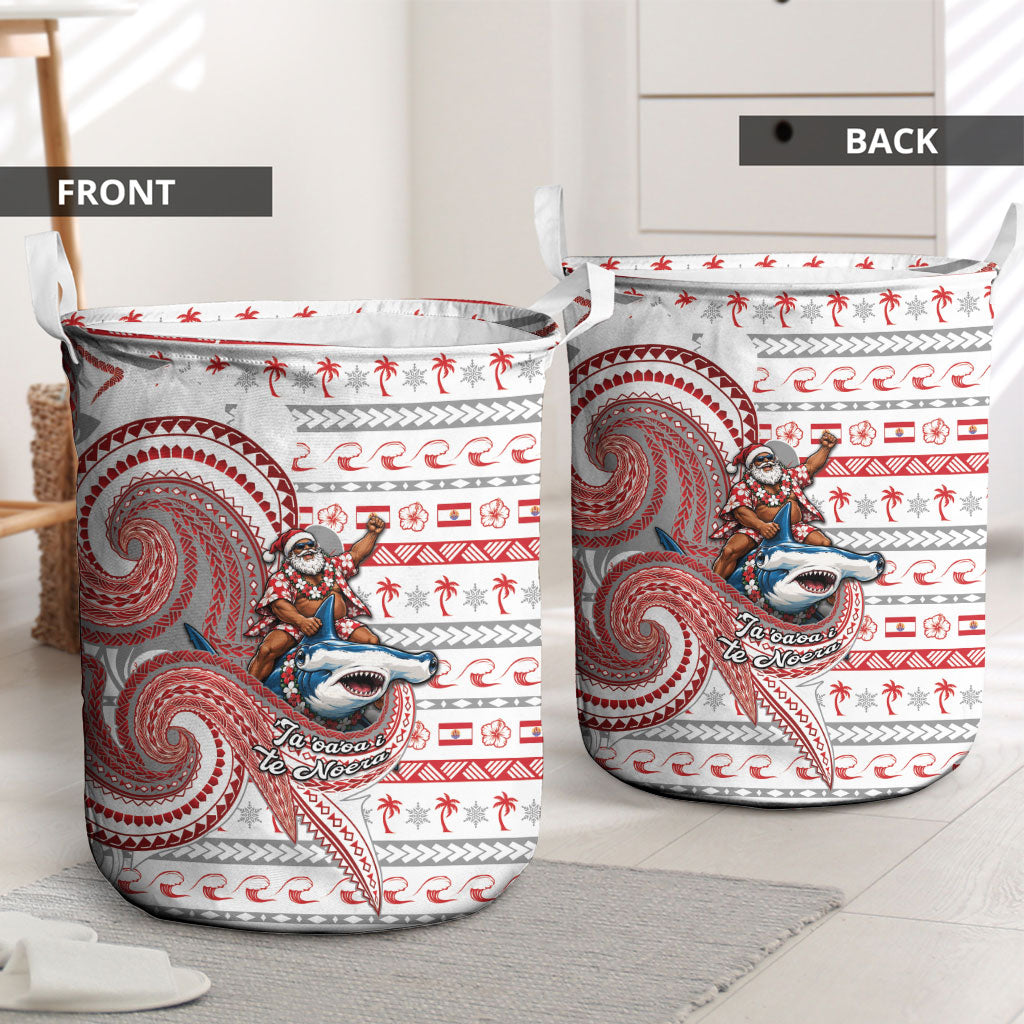 French Polynesian Christmas Laundry Basket Santa Riding Hammerhead Shark Tahitian DT05 - Polynesian Pride
