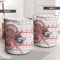 French Polynesian Christmas Laundry Basket Santa Riding Hammerhead Shark Tahitian DT05 - Polynesian Pride