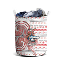 French Polynesian Christmas Laundry Basket Santa Riding Hammerhead Shark Tahitian DT05 - Polynesian Pride