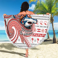 French Polynesian Christmas Beach Blanket Santa Riding Hammerhead Shark Tahitian DT05 - Polynesian Pride