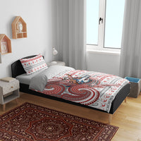 French Polynesian Christmas Bedding Set Santa Riding Hammerhead Shark Tahitian