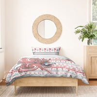French Polynesian Christmas Bedding Set Santa Riding Hammerhead Shark Tahitian