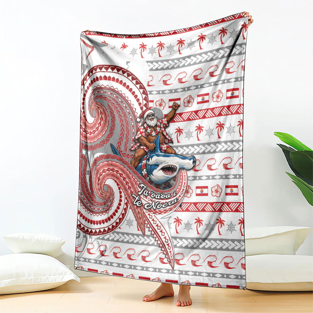 French Polynesian Christmas Blanket Santa Riding Hammerhead Shark Tahitian DT05 - Polynesian Pride