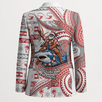 French Polynesian Christmas Blazer Santa Riding Hammerhead Shark Tahitian DT05 - Polynesian Pride