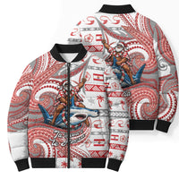 French Polynesian Christmas Bomber Puffer Jacket Santa Riding Hammerhead Shark Tahitian DT05 - Polynesian Pride