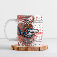 French Polynesian Christmas Ceramic Mug Santa Riding Hammerhead Shark Tahitian DT05 White - Polynesian Pride