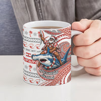 French Polynesian Christmas Ceramic Mug Santa Riding Hammerhead Shark Tahitian DT05 - Polynesian Pride