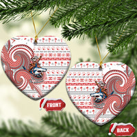 French Polynesian Christmas Ceramic Ornament Santa Riding Hammerhead Shark Tahitian DT05 Heart White - Polynesian Pride