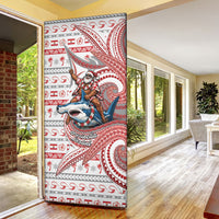 French Polynesian Christmas Door Cover Santa Riding Hammerhead Shark Tahitian DT05 - Polynesian Pride