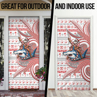 French Polynesian Christmas Door Cover Santa Riding Hammerhead Shark Tahitian DT05 - Polynesian Pride