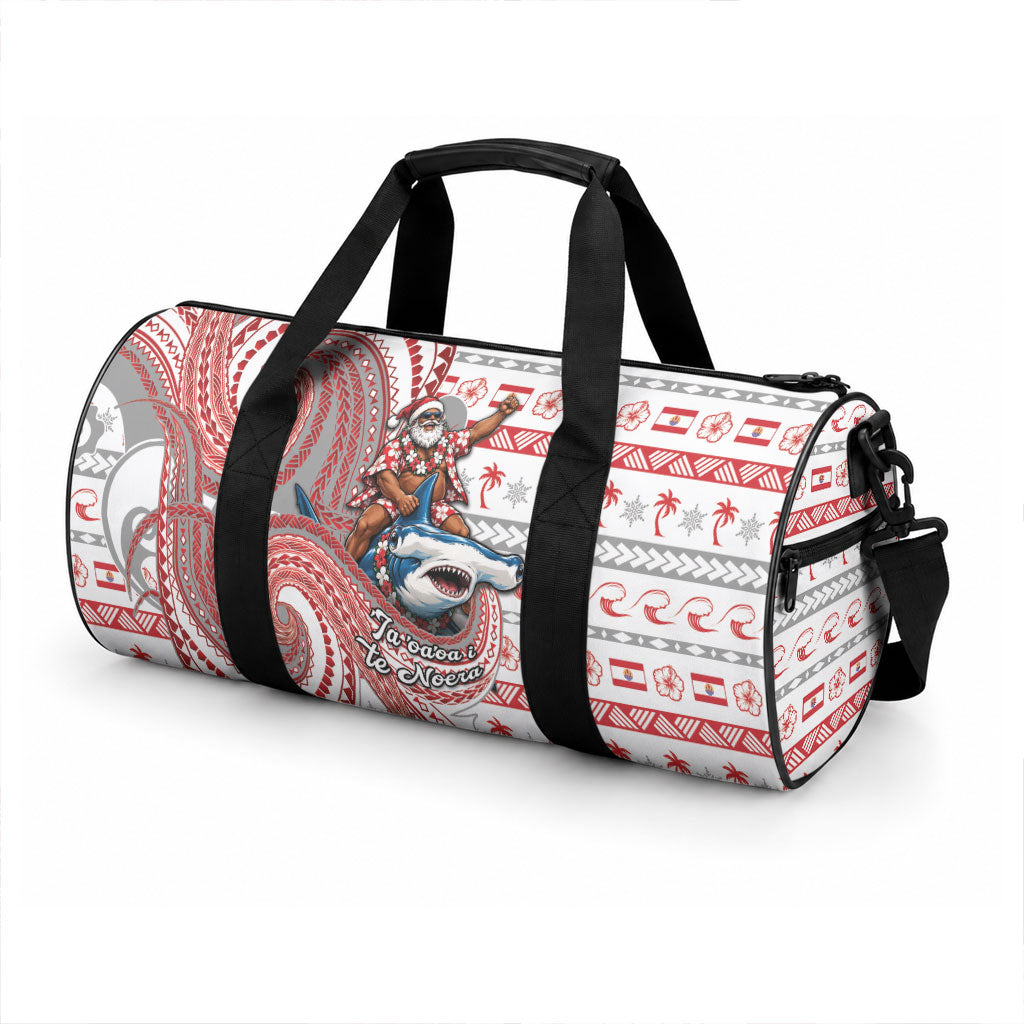 French Polynesian Christmas Duffle Bag Santa Riding Hammerhead Shark Tahitian DT05 - Polynesian Pride