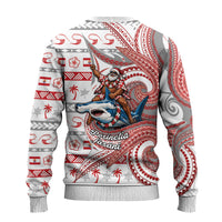 French Polynesian Christmas Ugly Christmas Sweater Santa Riding Hammerhead Shark Tahitian DT05 - Polynesian Pride