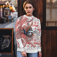 French Polynesian Christmas Ugly Christmas Sweater Santa Riding Hammerhead Shark Tahitian DT05 - Polynesian Pride