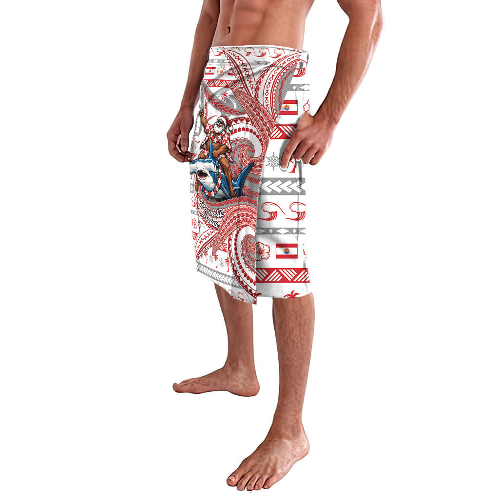 French Polynesian Christmas Lavalava Santa Riding Hammerhead Shark Tahitian DT05 - Polynesian Pride