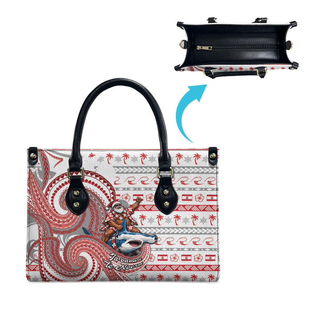French Polynesian Christmas Leather Bag Santa Riding Hammerhead Shark Tahitian DT05 - Polynesian Pride