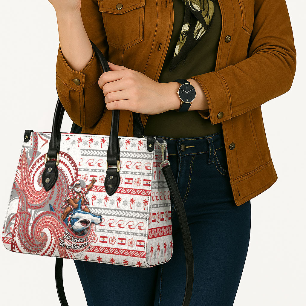 French Polynesian Christmas Leather Bag Santa Riding Hammerhead Shark Tahitian DT05 - Polynesian Pride