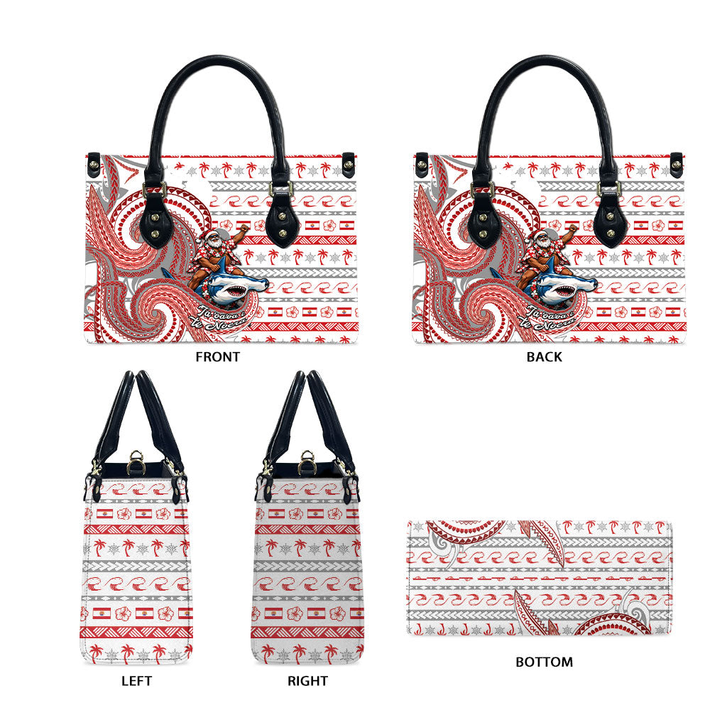French Polynesian Christmas Leather Bag Santa Riding Hammerhead Shark Tahitian DT05 - Polynesian Pride