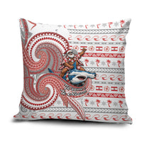 French Polynesian Christmas Pillow Cover Santa Riding Hammerhead Shark Tahitian DT05 White - Polynesian Pride