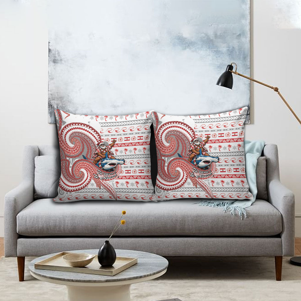 French Polynesian Christmas Pillow Cover Santa Riding Hammerhead Shark Tahitian DT05 - Polynesian Pride