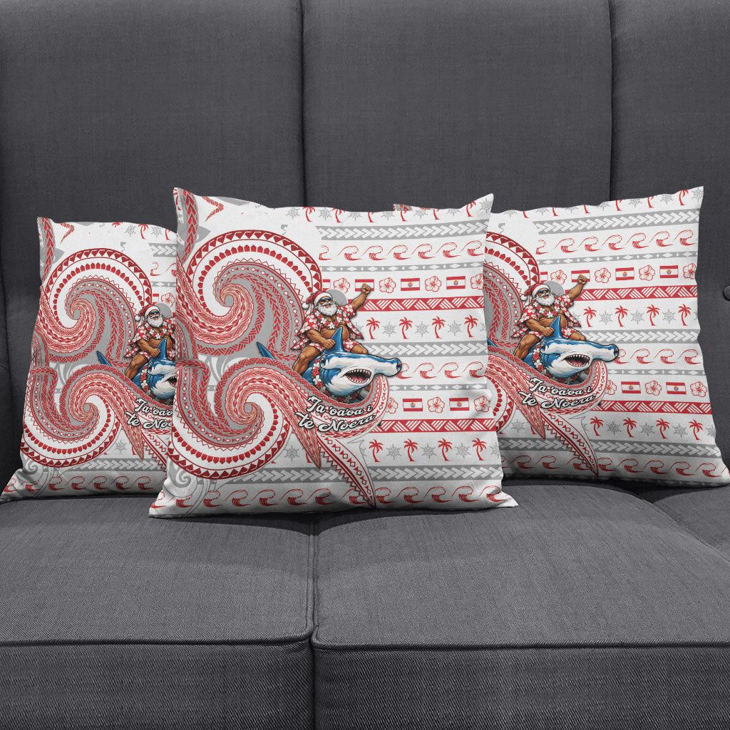 French Polynesian Christmas Pillow Cover Santa Riding Hammerhead Shark Tahitian DT05 - Polynesian Pride