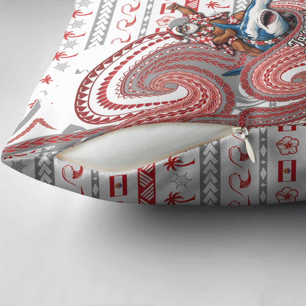 French Polynesian Christmas Pillow Cover Santa Riding Hammerhead Shark Tahitian DT05 - Polynesian Pride
