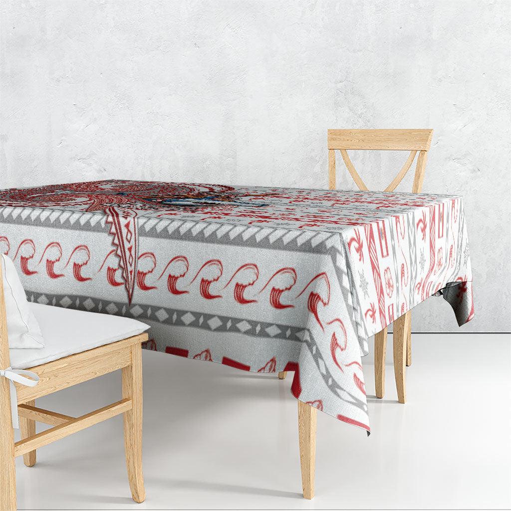 French Polynesian Christmas Tablecloth Santa Riding Hammerhead Shark Tahitian