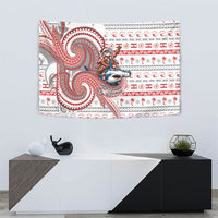 French Polynesian Christmas Tapestry Santa Riding Hammerhead Shark Tahitian DT05 - Polynesian Pride