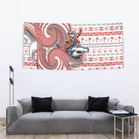 French Polynesian Christmas Tapestry Santa Riding Hammerhead Shark Tahitian DT05 - Polynesian Pride