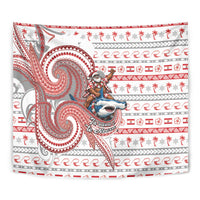 French Polynesian Christmas Tapestry Santa Riding Hammerhead Shark Tahitian DT05 - Polynesian Pride