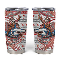 French Polynesian Christmas Tumbler Cup Santa Riding Hammerhead Shark Tahitian DT05 White - Polynesian Pride