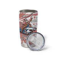 French Polynesian Christmas Tumbler Cup Santa Riding Hammerhead Shark Tahitian DT05 - Polynesian Pride