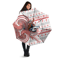 French Polynesian Christmas Umbrella Santa Riding Hammerhead Shark Tahitian DT05 - Polynesian Pride